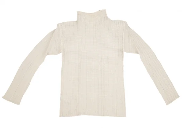 イッセイミヤケISSEY MIYAKE PLEATS (T.) ストレッチプリーツハイネックカットソー クリーム3 K-129129_011