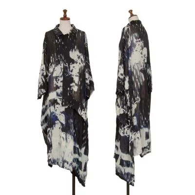 Y's Discharge Printing Button Design Long Shirt Dress