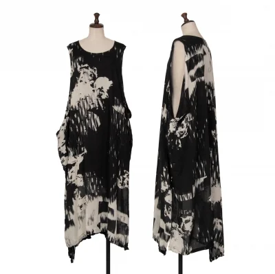 Y's Discharge Dyed Rayon Linen Sleeveless Dress