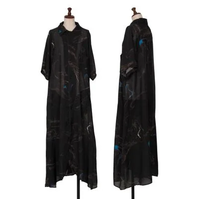 Y's Marble Printed Long Shirt Dress