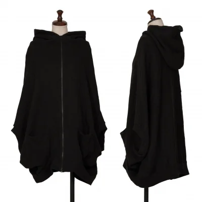 Y's Cotton Hooded Zipper Poncho