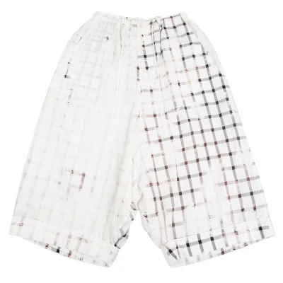 Y's Discharge Check Wide Dropped Crotch Pants