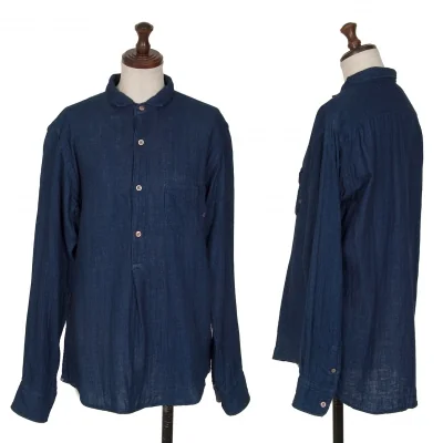 45R Indigo Dyed Gauze Cotton Long Sleeve Shirt