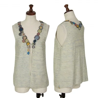 45R Badou-R Hand-knitted Motif Decorative Cotton Knit Vest