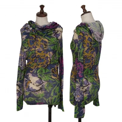 Yohji Yamamoto FEMME Wool Floral Art Printed T Shirt