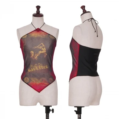Jean-Paul GAULTIER FEMME Tattoo Artist Print Mesh Tube Top