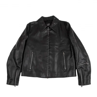 dunhill Quilted Lining Cow Leather Zip Blouson