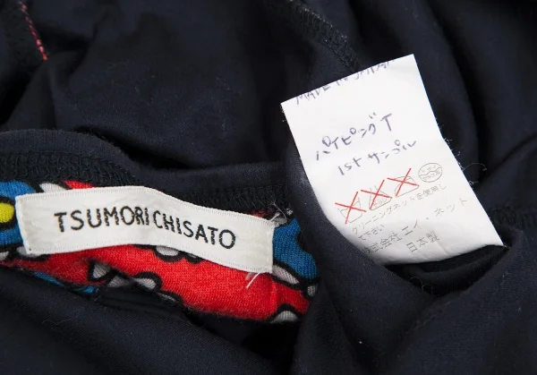 ツモリチサトTSUMORI CHISATO フラワーイラストパイピングカットソー 紺2 K-129392_014