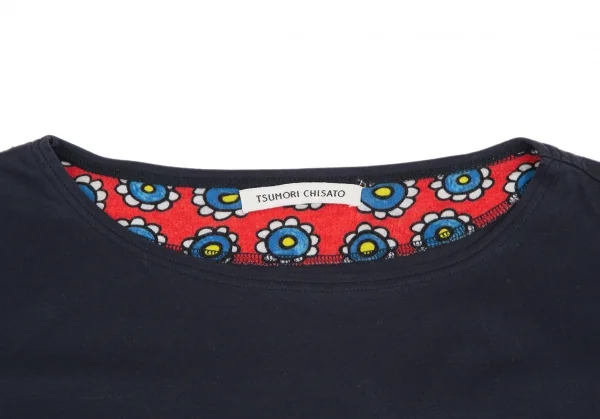 ツモリチサトTSUMORI CHISATO フラワーイラストパイピングカットソー 紺2 K-129392_004