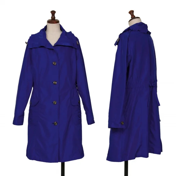 BARNEYS NEW YORK Poly Waist Shirring Coat Blue 38 K-129397_001