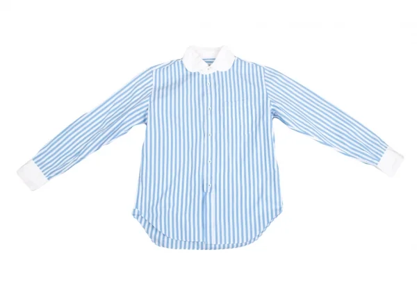 ジュンヤワタナベ コムデギャルソンJUNYA WATANABE COMME des GARCONS ラウンドカラーストライプ長袖シャツ 青白 水色白SS K-129403_002