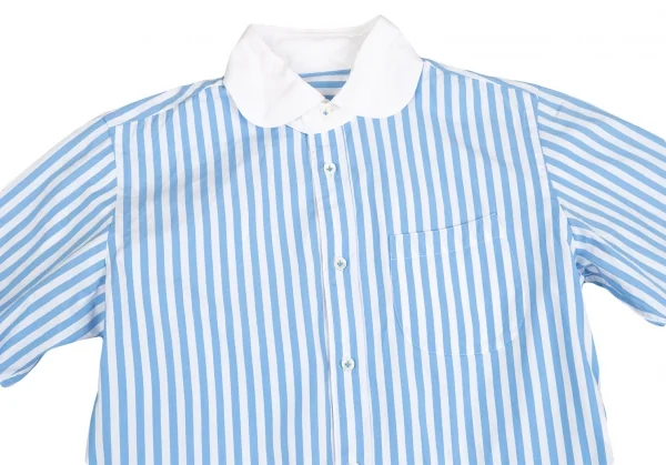 ジュンヤワタナベ コムデギャルソンJUNYA WATANABE COMME des GARCONS ラウンドカラーストライプ長袖シャツ 青白 水色白SS K-129403_003