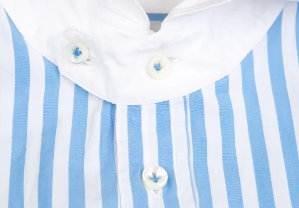 ジュンヤワタナベ コムデギャルソンJUNYA WATANABE COMME des GARCONS ラウンドカラーストライプ長袖シャツ 青白 水色白SS K-129403_004