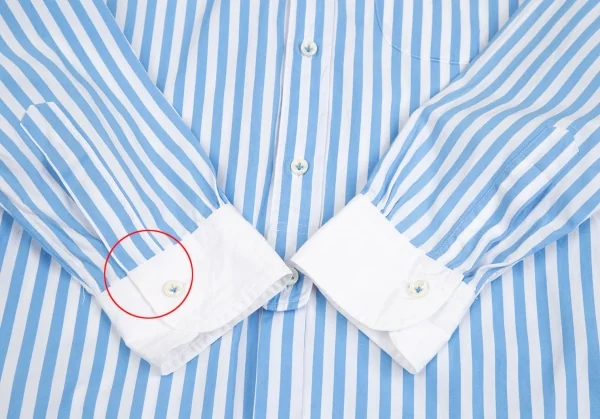 ジュンヤワタナベ コムデギャルソンJUNYA WATANABE COMME des GARCONS ラウンドカラーストライプ長袖シャツ 青白 水色白SS K-129403_009