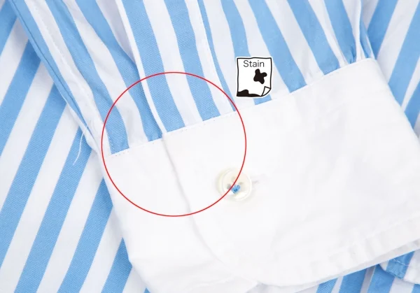 ジュンヤワタナベ コムデギャルソンJUNYA WATANABE COMME des GARCONS ラウンドカラーストライプ長袖シャツ 青白 水色白SS K-129403_010