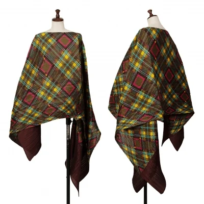 PLEATS PLEASE Argyle Check Poncho Stole