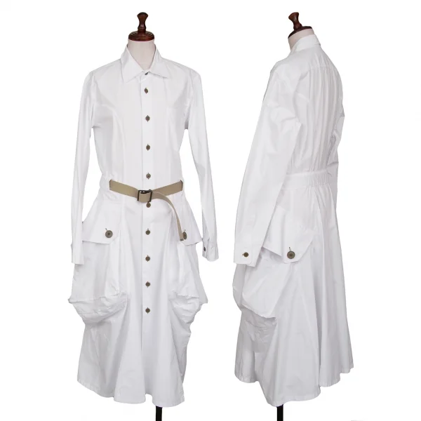 JUNYA WATANABE COMME des GARCONS Belted Pocket Shirt Dress White S K-129482_001