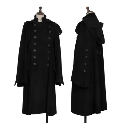 Yohji Yamamoto collections Cashmere Blend Wool Hooded Double Coat
