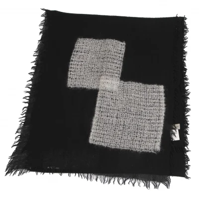 Yohji Yamamoto FEMME Wool Patchwork Fringe Stole