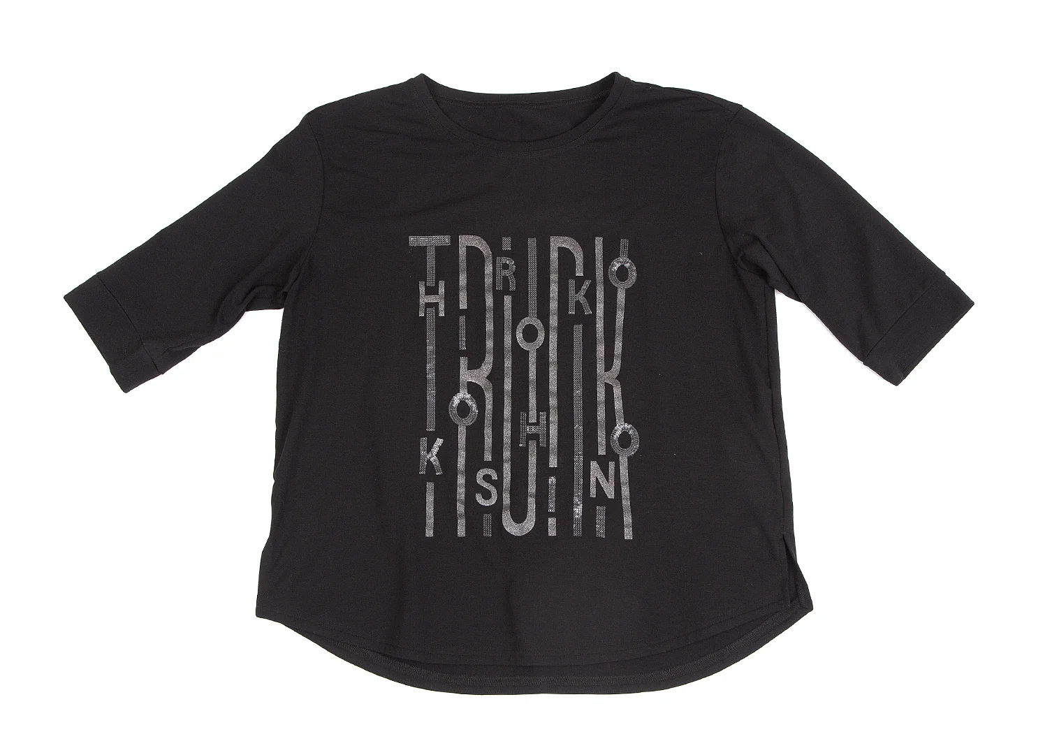 ヒロココシノ トランクHIROKO KOSHINO TRUNK スパンコールグリッタープリントカットソー 黒38 【レディース】 ヒロココシノ トランクHIROKO KOSHINO TRUNK スパンコール