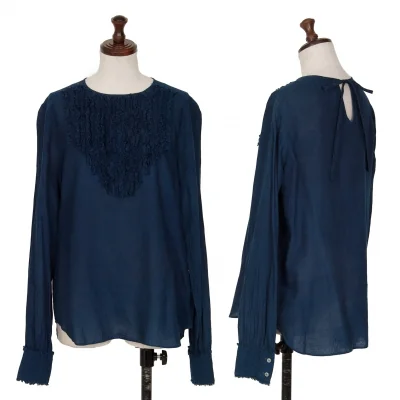 45R Indigo Dyeing Frill Long Sleeve Shirt