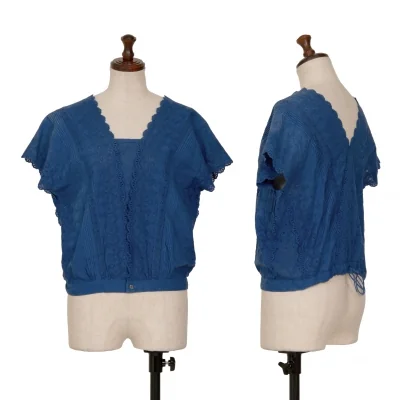 45R Indigo Dyeing Lace Short Sleeve Shirt