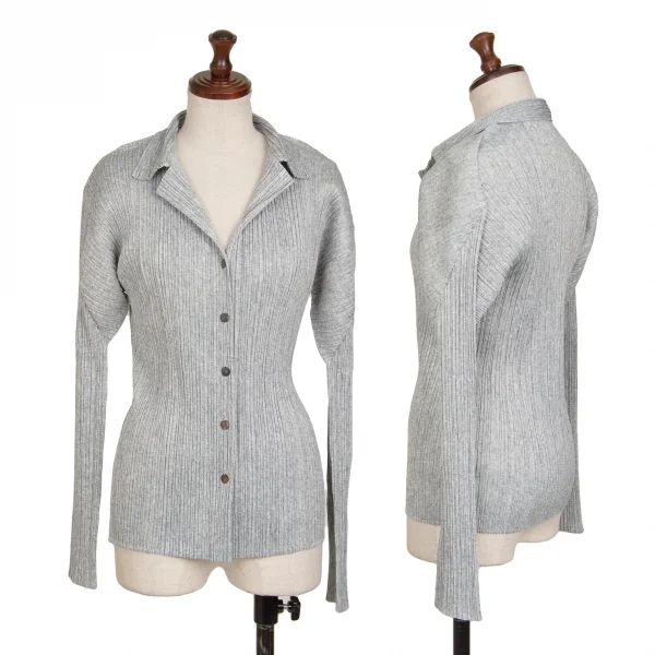 PLEATS PLEASE Printed Long Sleeve Shirt Grey M-L K-129559_001