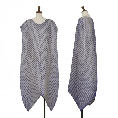 PLEATS PLEASE Striped Sleeveless Dress