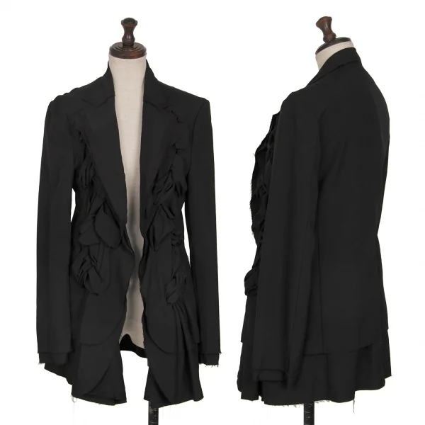 COMME des GARCONS Front Braided Cut-Off Buttonless Jacket Black M K-129579_001