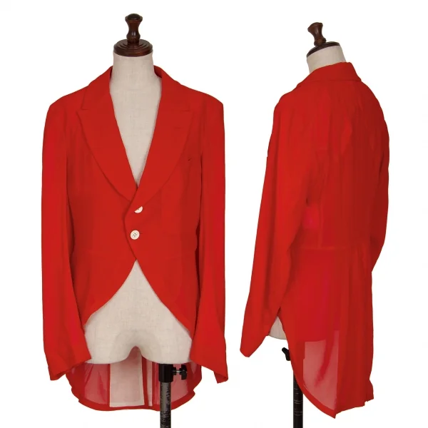 コムデギャルソンCOMME des GARCONSポリシフォンシースルーモーニングジャケット 赤M K-129582_001