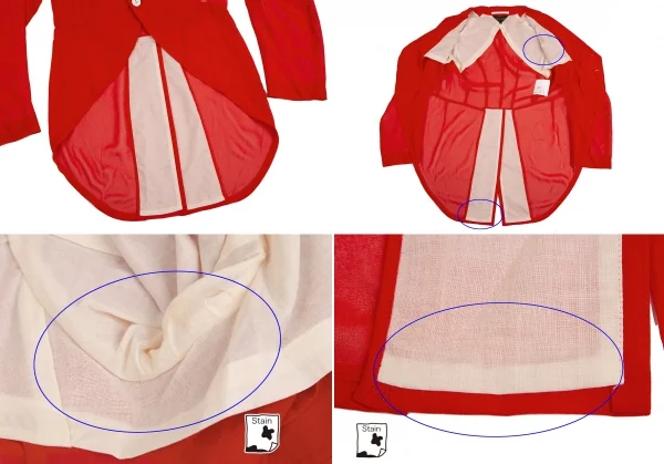 コムデギャルソンCOMME des GARCONSポリシフォンシースルーモーニングジャケット 赤M K-129582_012
