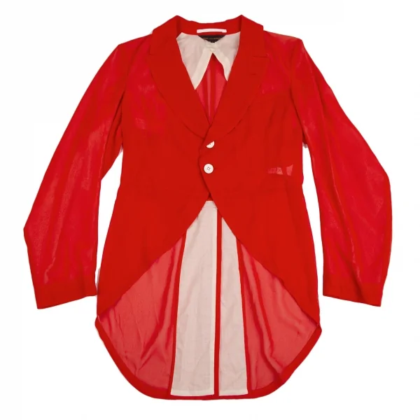 コムデギャルソンCOMME des GARCONSポリシフォンシースルーモーニングジャケット 赤M K-129582_002