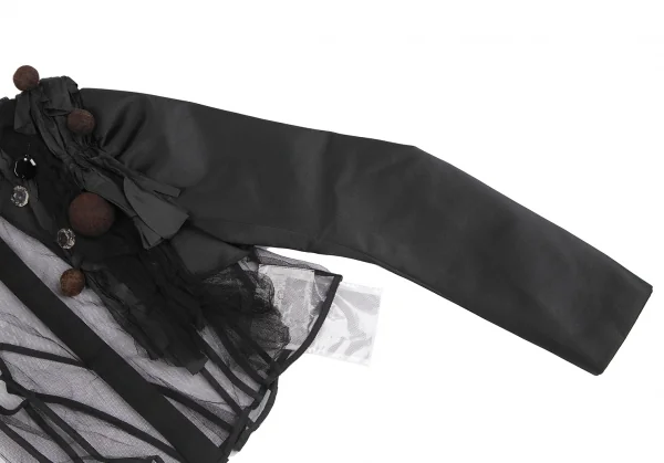 コムデギャルソンCOMME des GARCONS モチーフ装飾片袖メッシュトップス 黒S位 K-129584_006