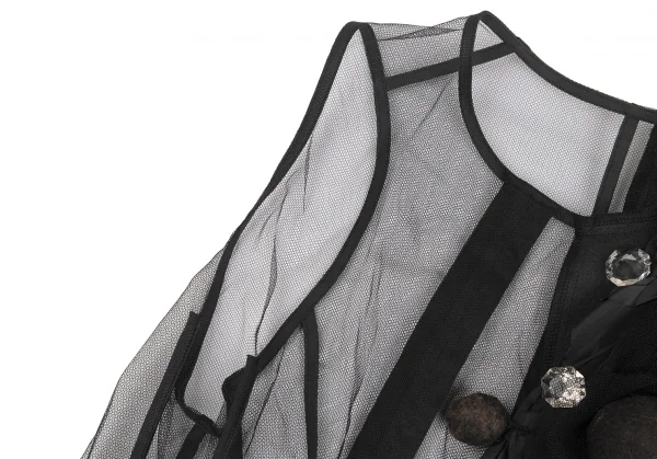 コムデギャルソンCOMME des GARCONS モチーフ装飾片袖メッシュトップス 黒S位 K-129584_008