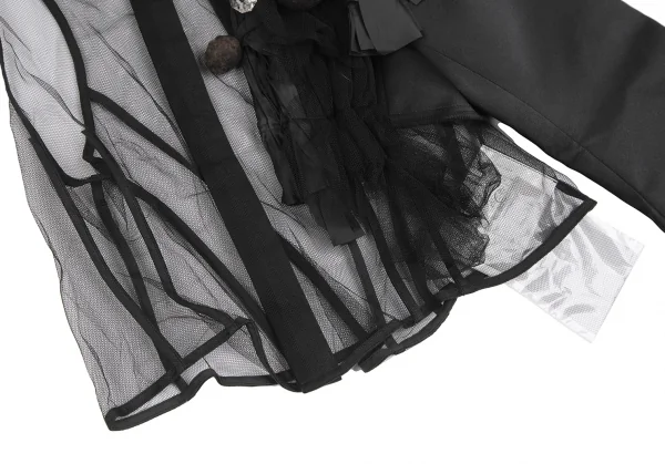 コムデギャルソンCOMME des GARCONS モチーフ装飾片袖メッシュトップス 黒S位 K-129584_009