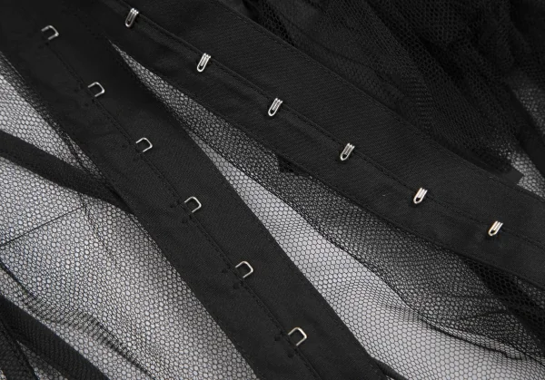 コムデギャルソンCOMME des GARCONS モチーフ装飾片袖メッシュトップス 黒S位 K-129584_010