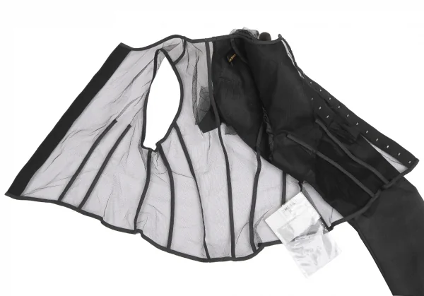 コムデギャルソンCOMME des GARCONS モチーフ装飾片袖メッシュトップス 黒S位 K-129584_011