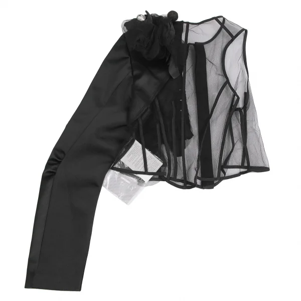 コムデギャルソンCOMME des GARCONS モチーフ装飾片袖メッシュトップス 黒S位 K-129584_012