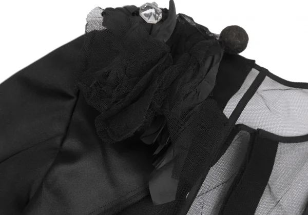 コムデギャルソンCOMME des GARCONS モチーフ装飾片袖メッシュトップス 黒S位 K-129584_013