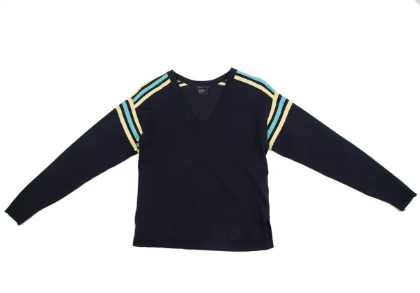 アルマーニエクスチェンジARMANI EXCHANGE ボーダースリーブVネックニット 紺黄他XS K-129634_002
