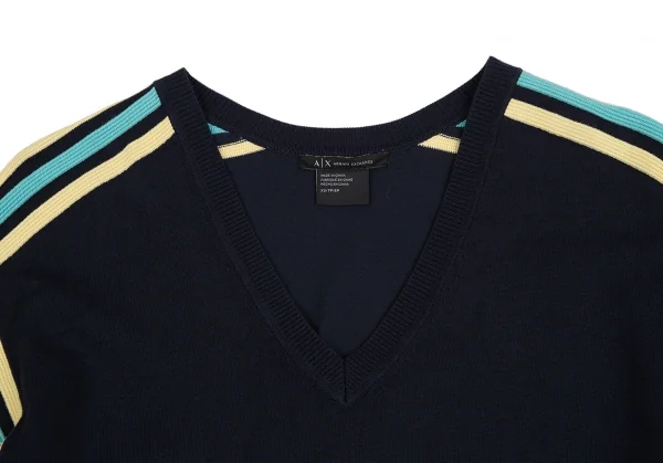アルマーニエクスチェンジARMANI EXCHANGE ボーダースリーブVネックニット 紺黄他XS K-129634_003