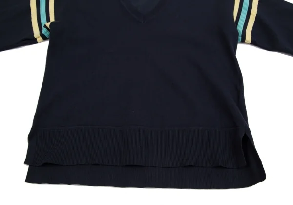 アルマーニエクスチェンジARMANI EXCHANGE ボーダースリーブVネックニット 紺黄他XS K-129634_007