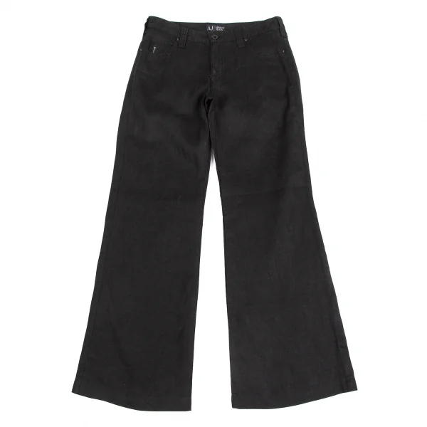 アルマーニジーンズARMANI JEANS リネンブーツカットパンツ 黒24 K-129637_001