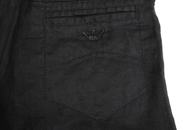 アルマーニジーンズARMANI JEANS リネンブーツカットパンツ 黒24 K-129637_011