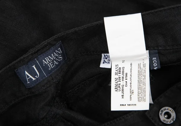 アルマーニジーンズARMANI JEANS リネンブーツカットパンツ 黒24 K-129637_014