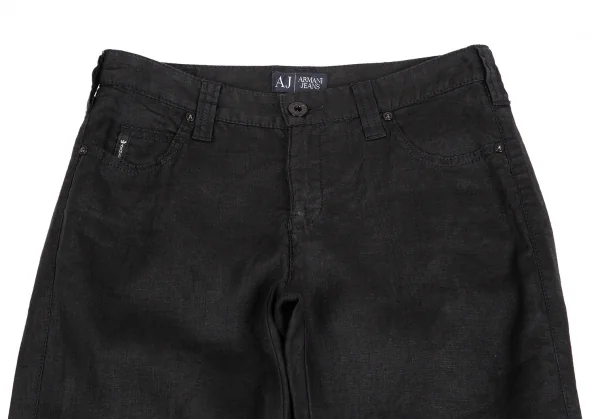 アルマーニジーンズARMANI JEANS リネンブーツカットパンツ 黒24 K-129637_002
