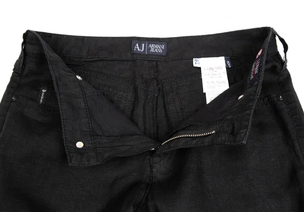 アルマーニジーンズARMANI JEANS リネンブーツカットパンツ 黒24 K-129637_006