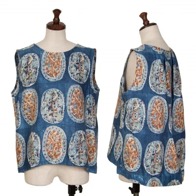 45R Indigo Dyeing Printed Sleeveless Shirt