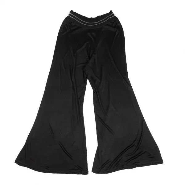 ジャンポールゴルチエ ソレイユJean Paul GAULTIER SOLEIL ストレッチレーヨンリブ切替フレアパンツ 黒白S K-129767_001