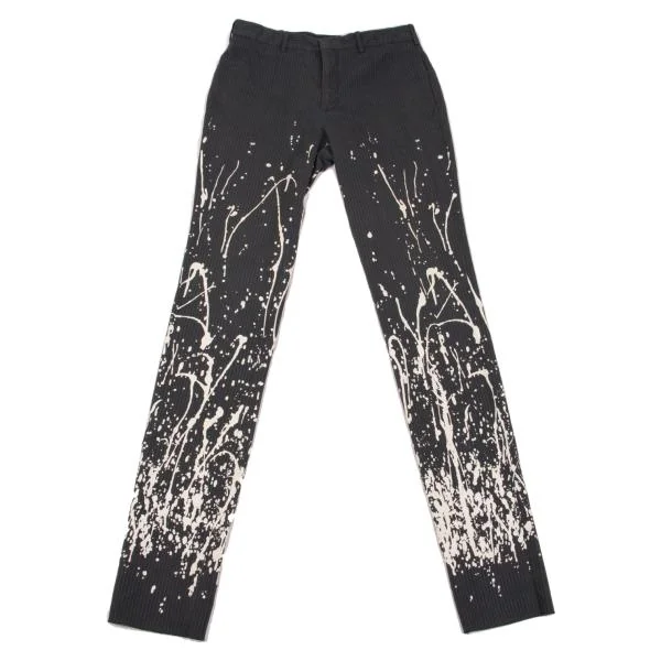 ジャンポールゴルチエ ムッシュJean Paul GAULTIER monsieur コットンストライプペイントパンツ 紺白46 K-129770_001